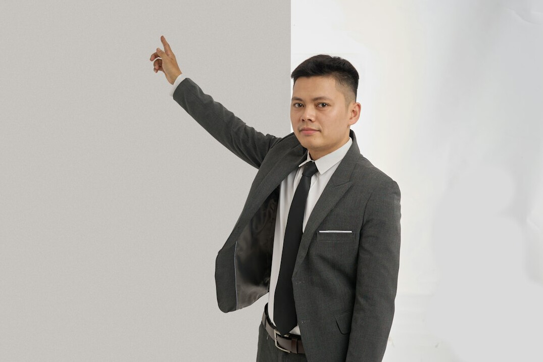 confident businessman presenting